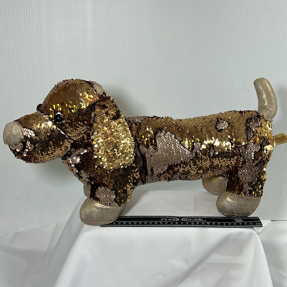 Dan Dee Gold Flip Sequin Dachshund Plush Toy